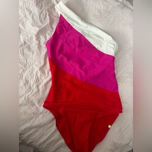 Summersalt One-Shoulder Colorblock One Piece - Red, Pink, White
